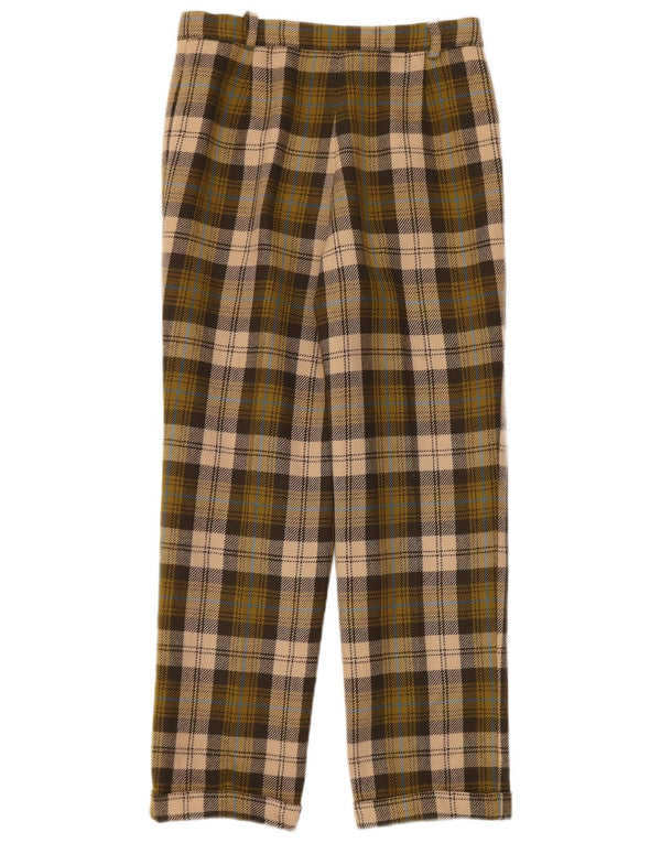 Tyroland Womens Straight Suit Trousers W28 L27 Khaki Plaid