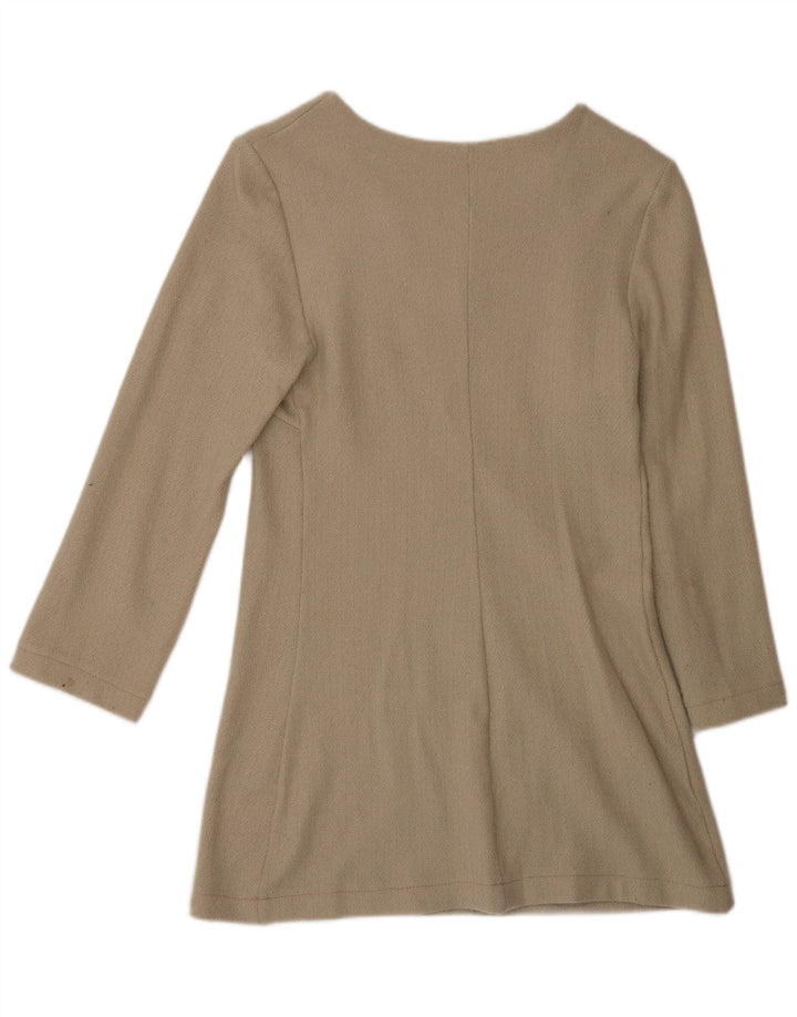 Vintage Womens Long Sleeve Shift Dress EU 42 Large Beige
