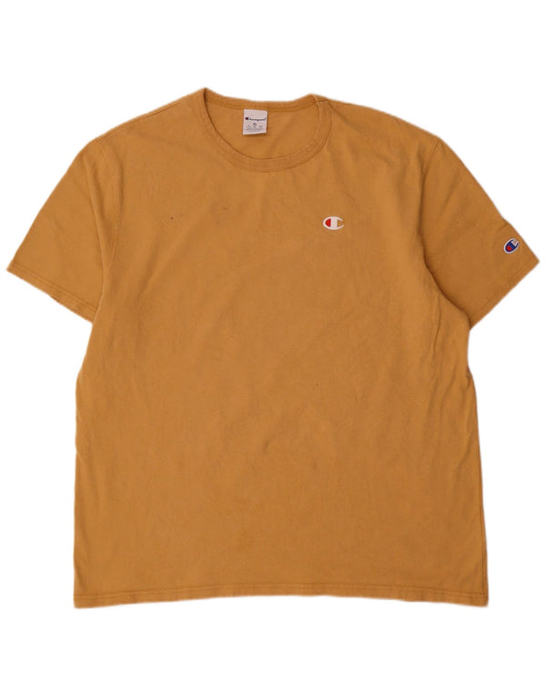 Champion Mens T-Shirt Top XL Beige Cotton