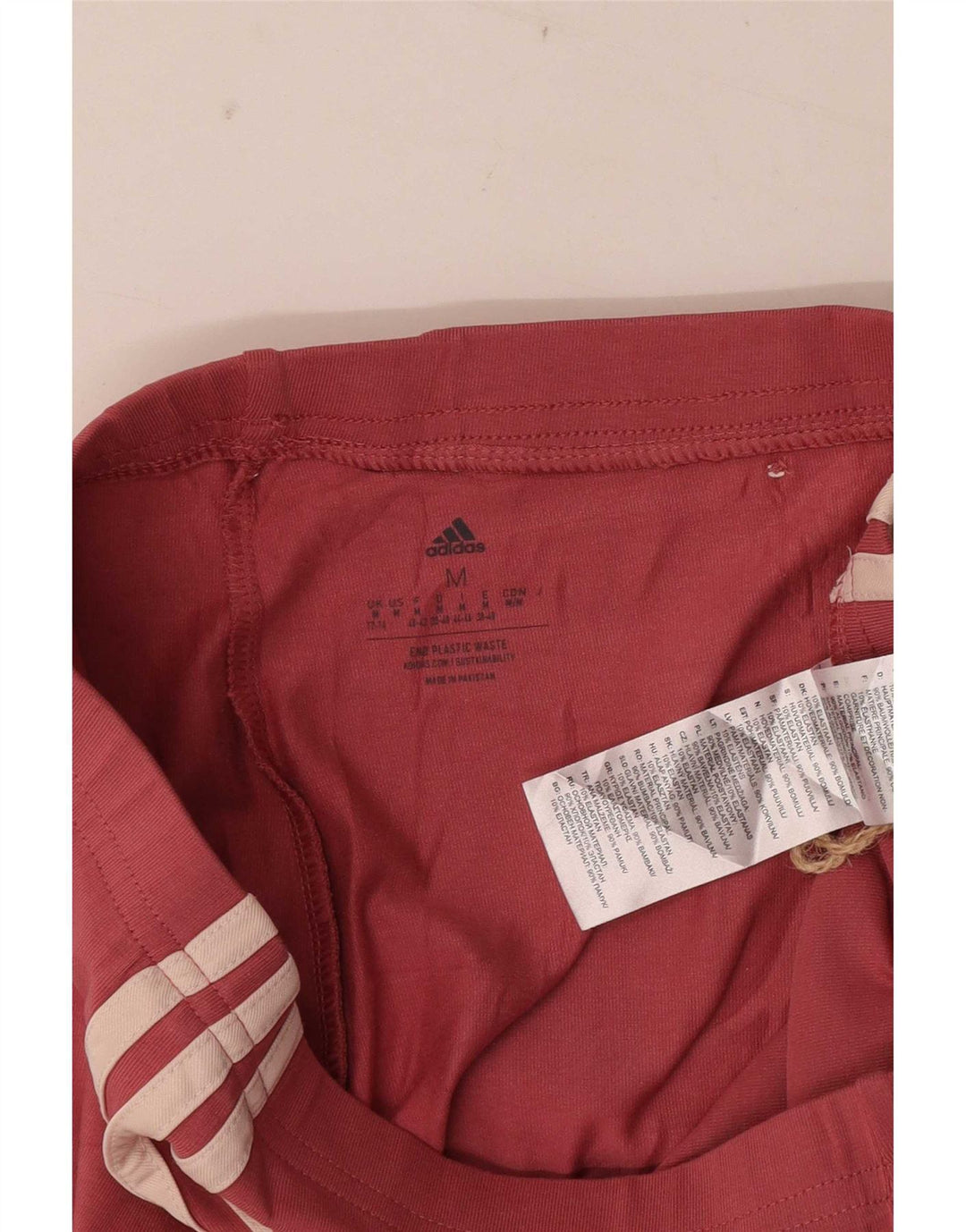 Adidas Womens Leggings UK 12/14 Medium Red Colourblock Cotton