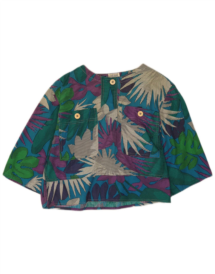 Vintage Womens Crop 3/4 Sleeve Blouse Top IT 42 Medium Multicoloured Floral