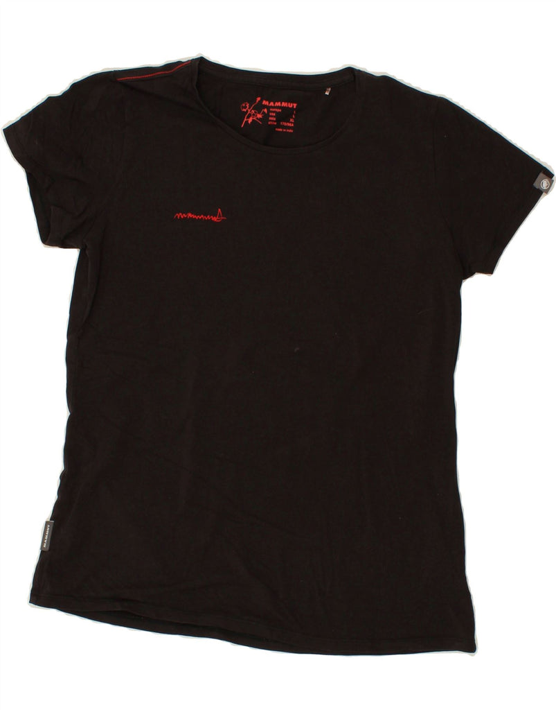 MAMMUT Womens Graphic T-Shirt Top UK 16 Large Black Cotton Vintage Mammut and Second-Hand Mammut from Messina Hembry 