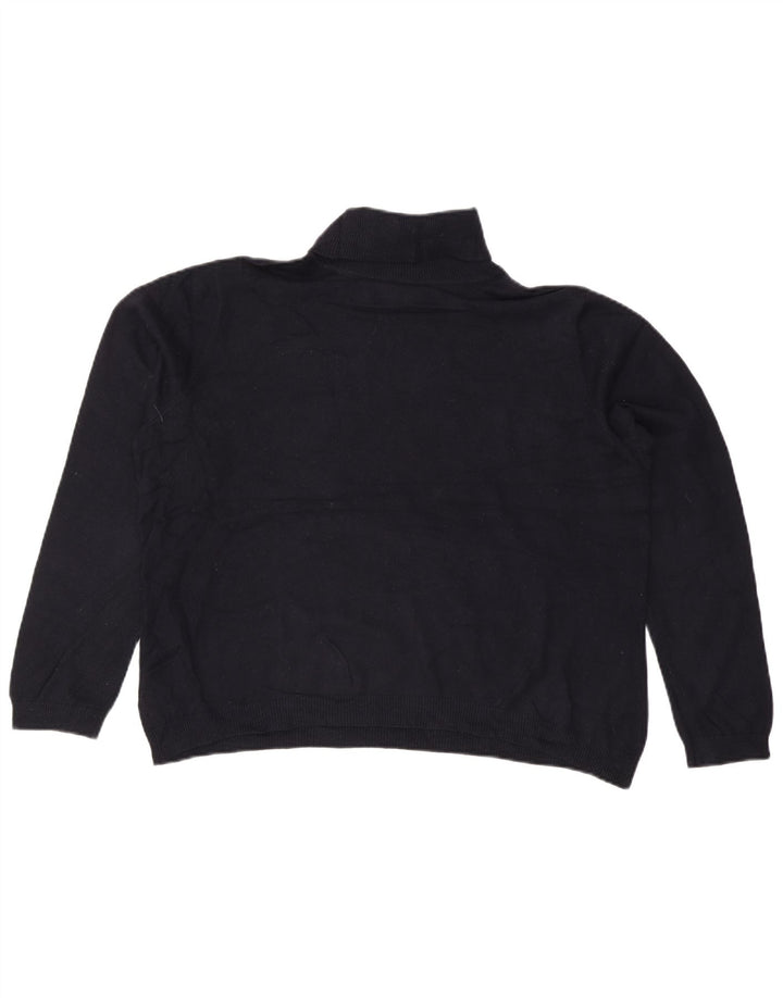 RALPH LAUREN Womens Roll Neck Jumper Sweater UK 20 2XL Navy Blue Silk