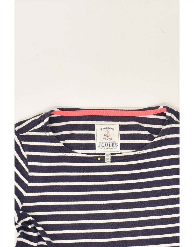 JOULES Womens Top 3/4 Sleeve UK 10 Small Navy Blue Striped Cotton | Vintage Joules | Thrift | Second-Hand Joules | Used Clothing | Messina Hembry 