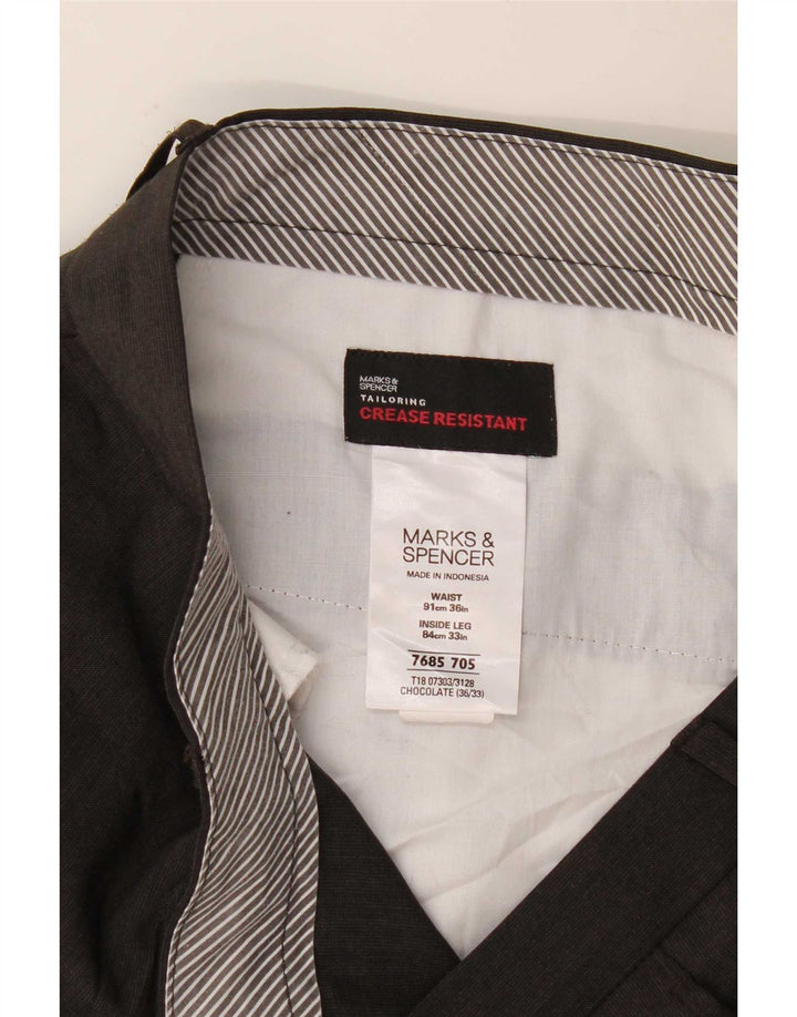 Marks & Spencer Mens Pegged Suit Trousers W36 L33 Grey Polyester