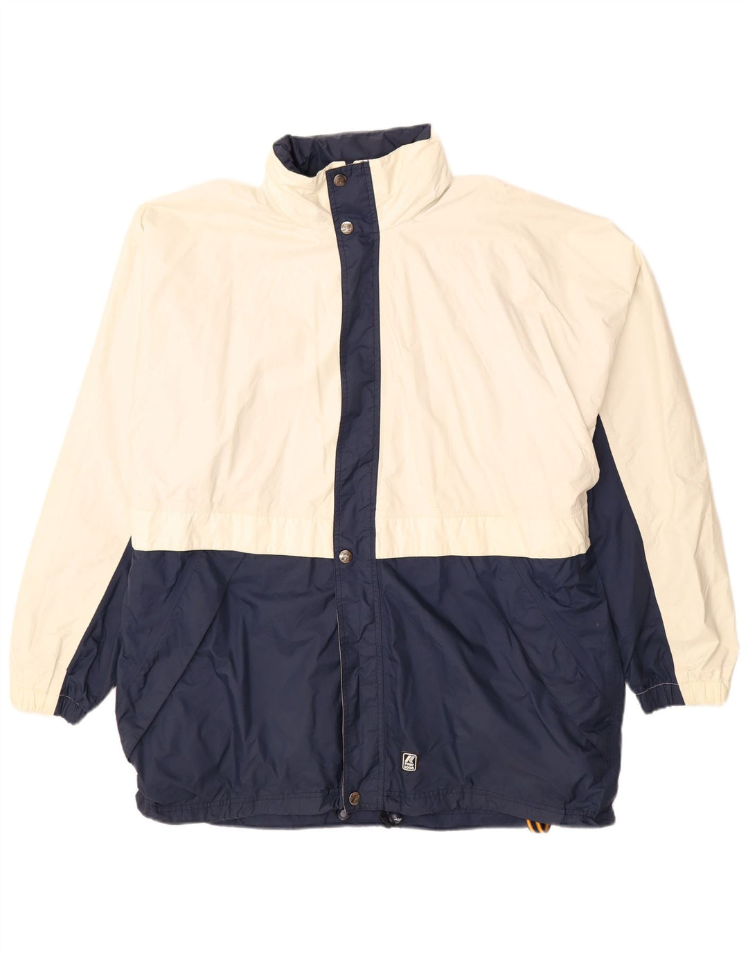 K-WAY Mens 2000 Hooded Rain Jacket UK 44 2XL White Colourblock Polyamide