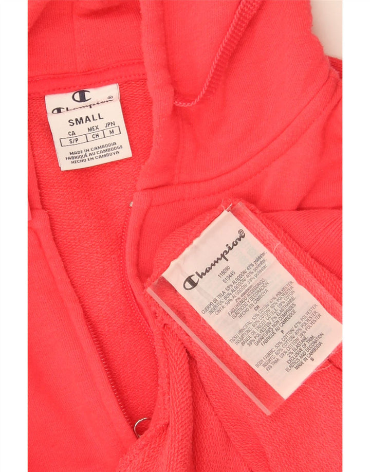 Champion Womens Oversized Zip Hoodie Sweater UK 10 Small Pink Cotton