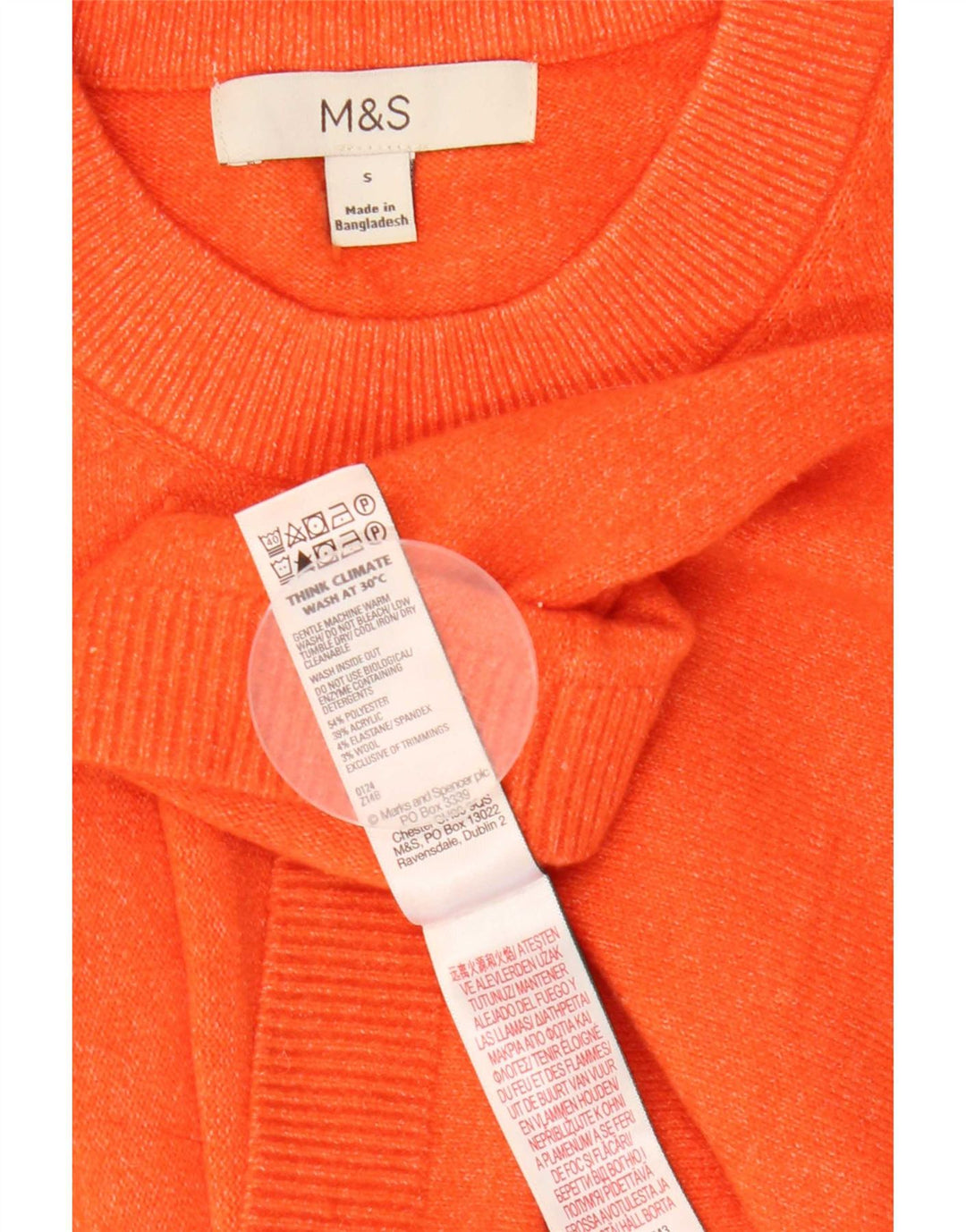 Marks & Spencer Womens Oversized T-Shirt Top UK 10 Small Orange Polyester