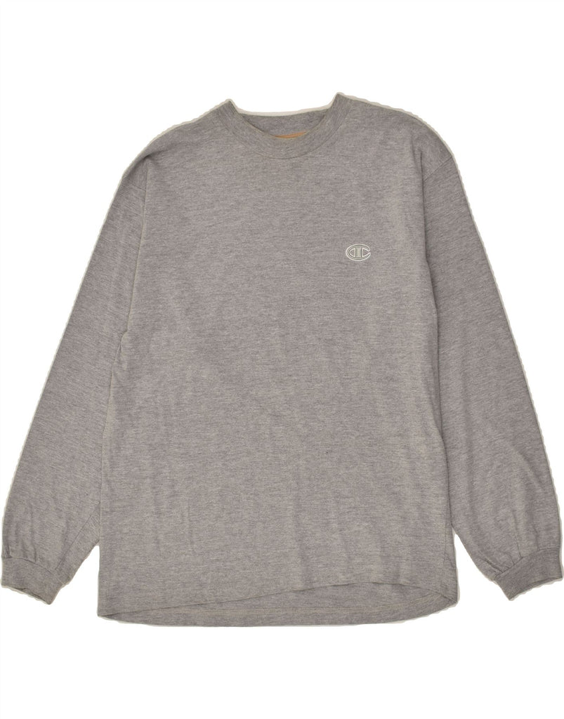 CHAMPION Mens Top Long Sleeve Medium Grey Cotton | Vintage Champion | Thrift | Second-Hand Champion | Used Clothing | Messina Hembry 