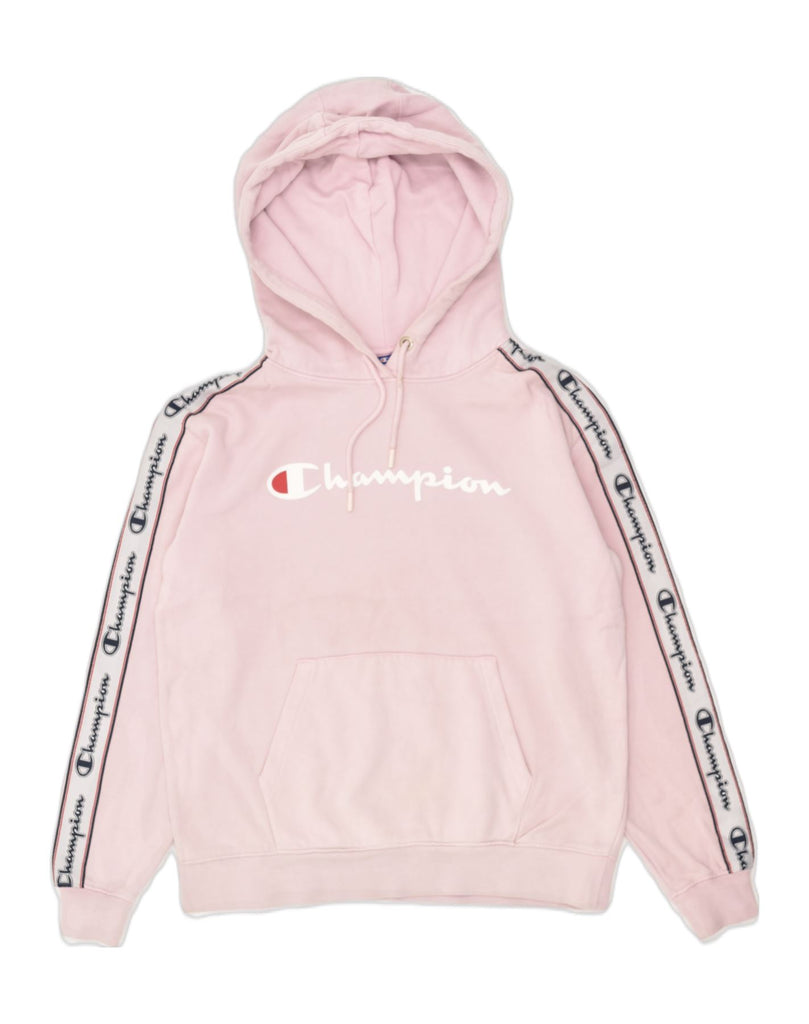 CHAMPION Womens Graphic Hoodie Jumper UK 10 Small Pink Cotton | Vintage Champion | Thrift | Second-Hand Champion | Used Clothing | Messina Hembry 