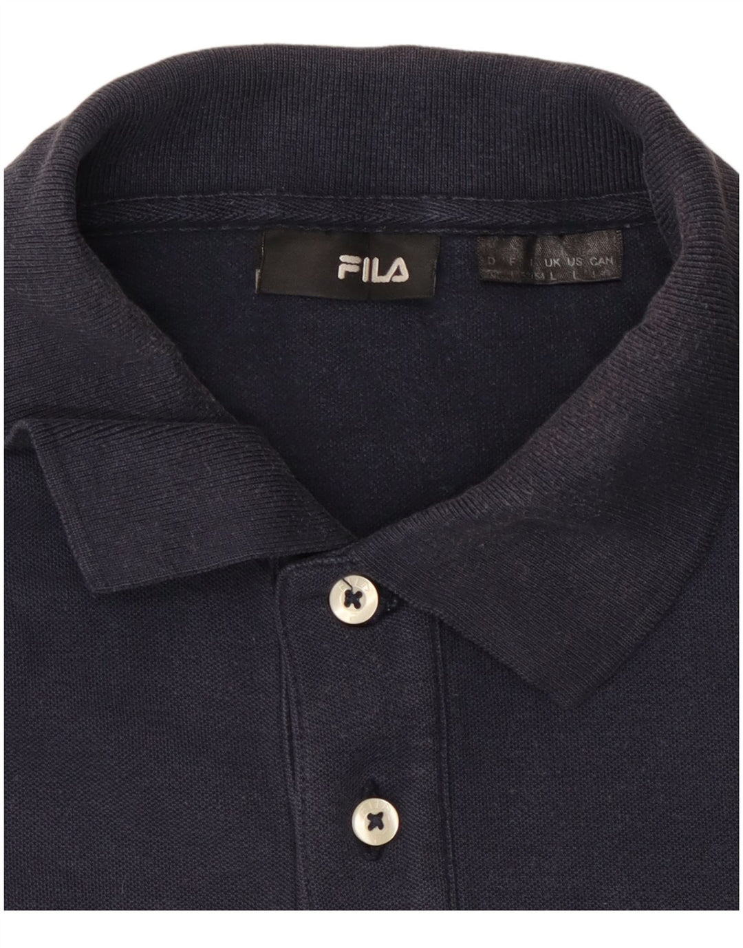 FILA Mens Long Sleeve Polo Shirt Large Navy Blue