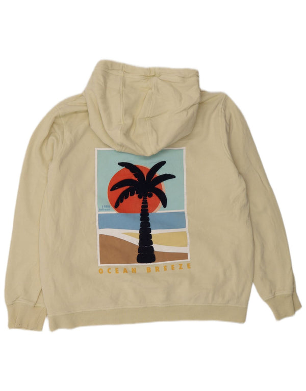 Fat Face Womens Graphic Hoodie Jumper UK 14 Medium Yellow Cotton