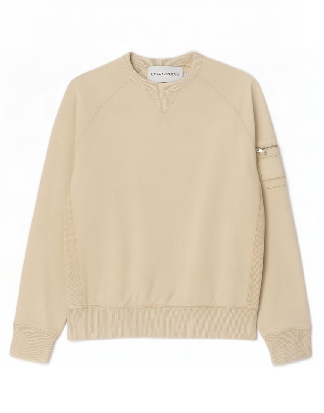 Calvin Klein Jeans Mens Sweatshirt Jumper Small Beige Cotton
