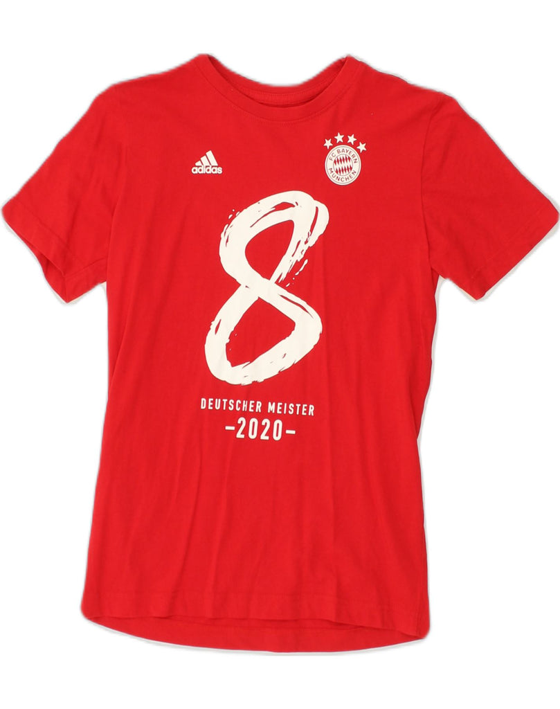 ADIDAS Boys FC Bayern Munchen Graphic T-Shirt Top 11-12 Years Red | Vintage Adidas | Thrift | Second-Hand Adidas | Used Clothing | Messina Hembry 