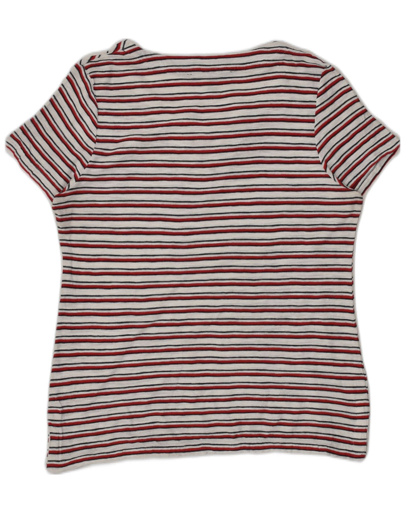 TOMMY HILFIGER Womens T-Shirt Top UK 14 Medium Red Striped Cotton | Vintage Tommy Hilfiger | Thrift | Second-Hand Tommy Hilfiger | Used Clothing | Messina Hembry 