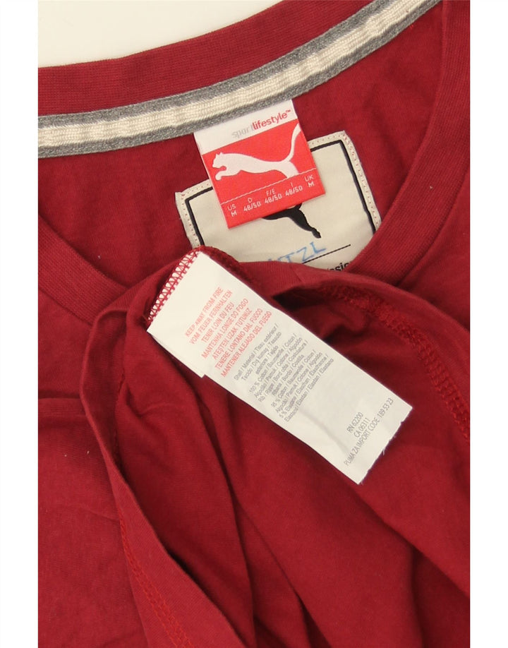 PUMA Mens Graphic T-Shirt Top Medium Red Cotton