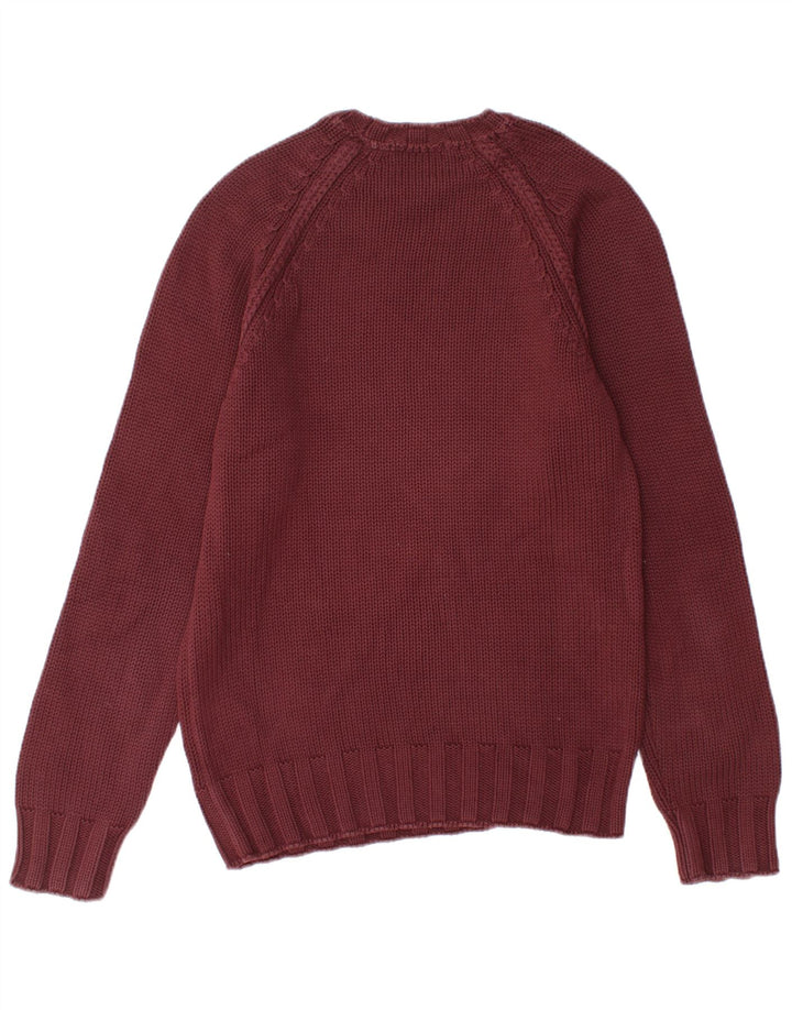 Zara Mens Crew Neck Jumper Sweater Medium Burgundy Cotton