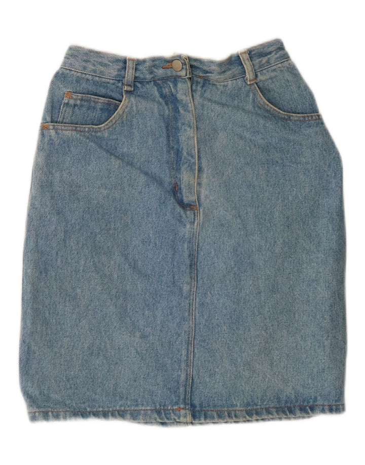 VINTAGE Womens High Waist Denim Skirt IT 42 Medium W24 Blue