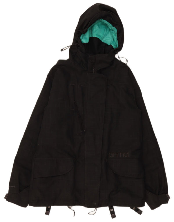 Animal Womens Hooded Windbreaker Jacket UK 14 Large Black Check Polyester