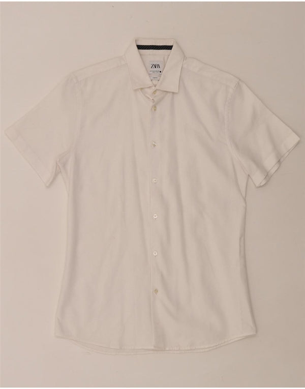 ZARA Mens Short Sleeve Slim Fit Shirt Medium White