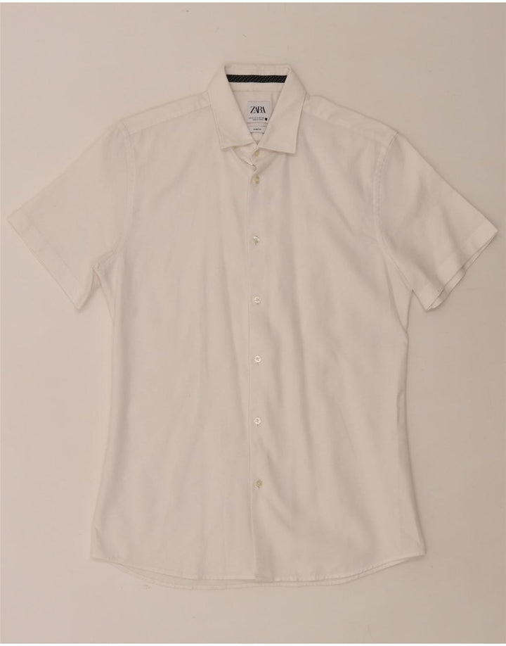 ZARA Mens Short Sleeve Slim Fit Shirt Medium White