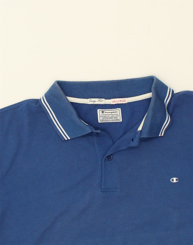 CHAMPION Mens Easy Fit Polo Shirt 2XL Navy Blue Cotton | Vintage Champion | Thrift | Second-Hand Champion | Used Clothing | Messina Hembry 
