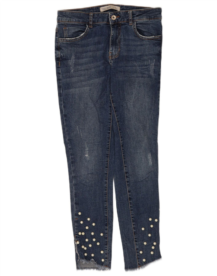 Zara Womens Distressed Slim Jeans EU 38 Small W28 L27 Blue Cotton