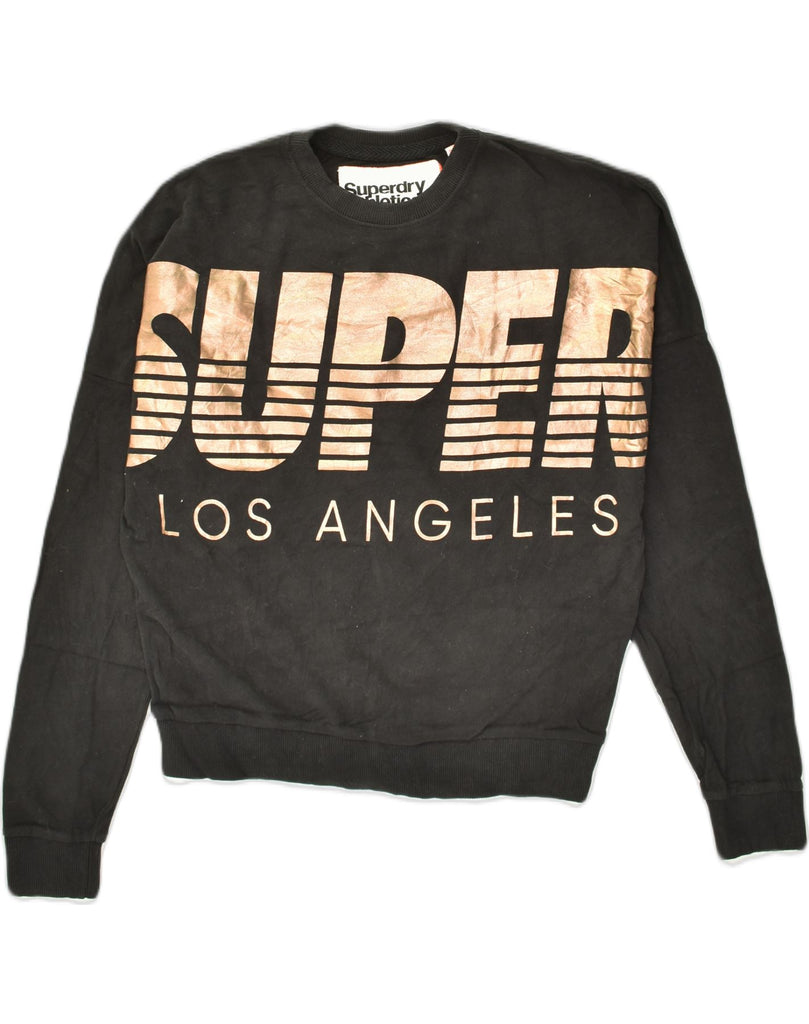 SUPERDRY Womens Oversized Graphic Sweatshirt Jumper UK 10 Small Black | Vintage Superdry | Thrift | Second-Hand Superdry | Used Clothing | Messina Hembry 