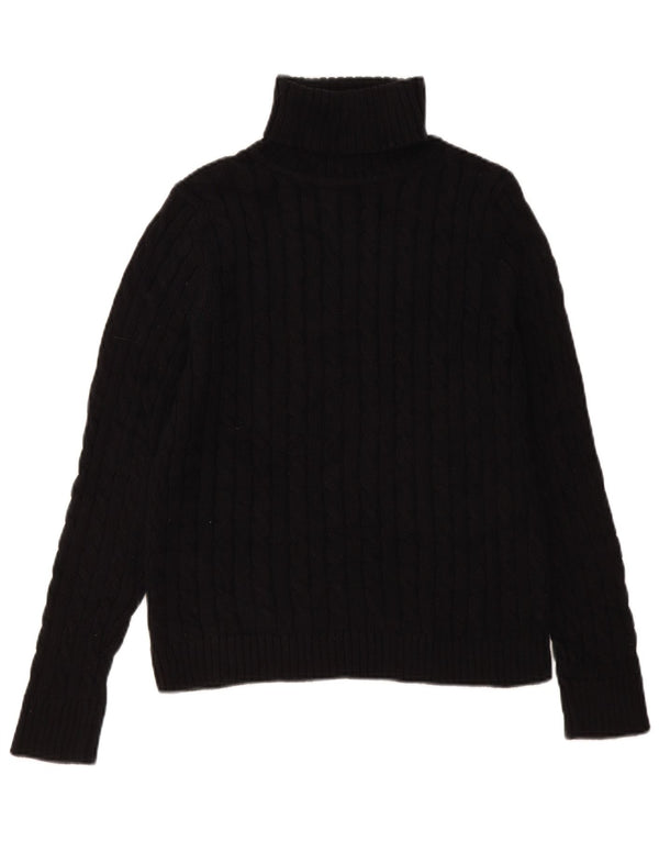 L.L.Bean Womens Roll Neck Jumper Sweater UK 10 Small Black Cotton