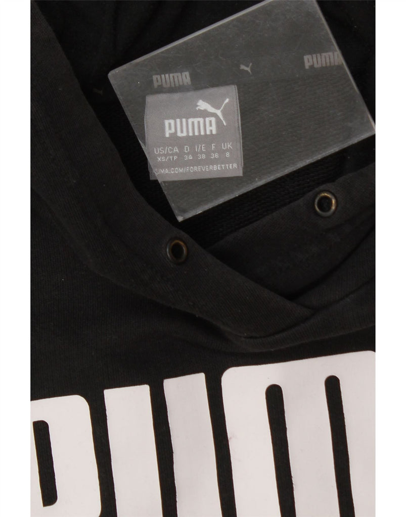 PUMA Womens Graphic Hoodie Jumper UK 8 Small  Black Cotton Vintage Puma and Second-Hand Puma from Messina Hembry 
