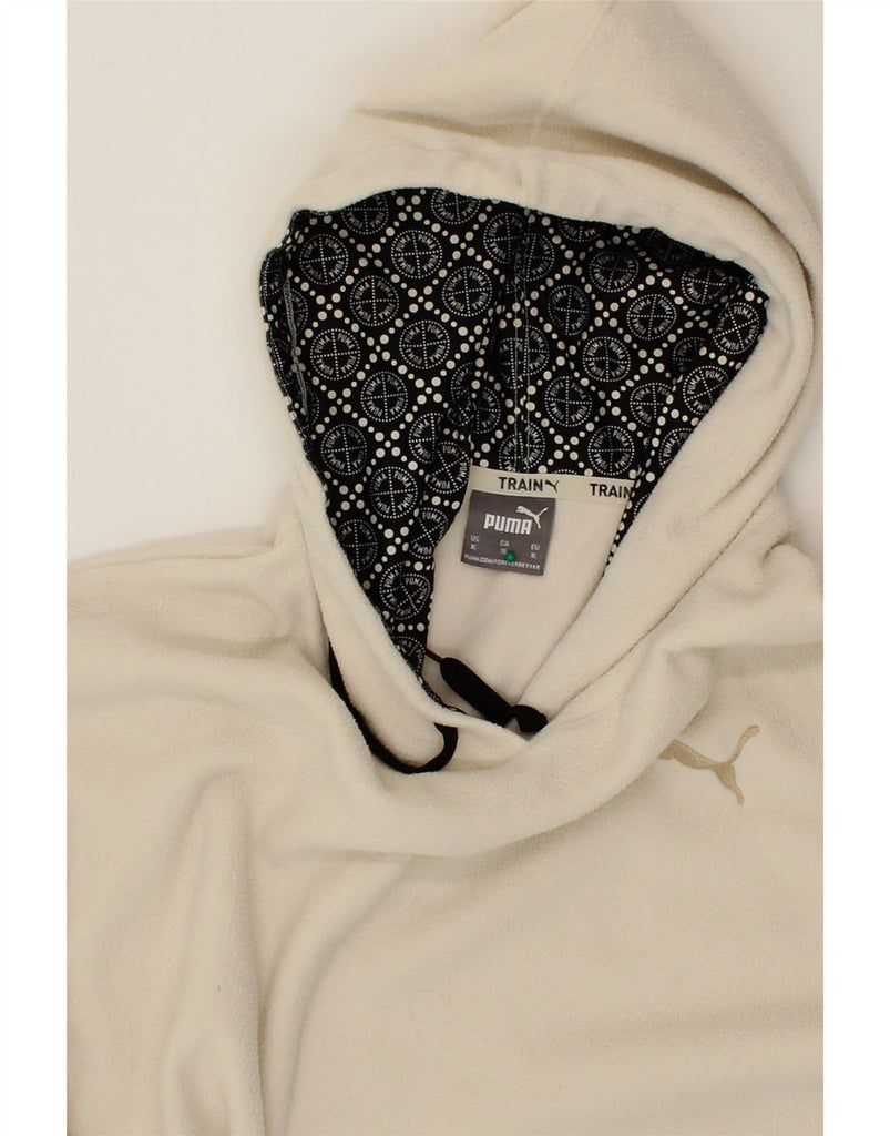 PUMA Womens Oversized Hooded Fleece Jumper UK 18 XL Off White Vintage Puma and Second-Hand Puma from Messina Hembry 