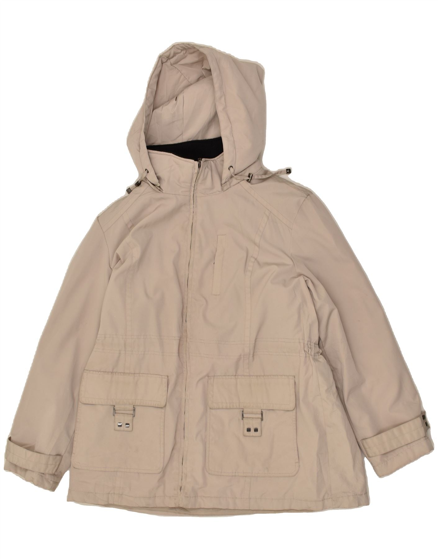 LONDON FOG Womens Hooded Windbreaker Jacket UK 18 XL Beige