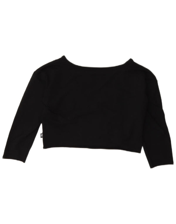 Umbro Girls Crop Graphic Top Long Sleeve 11-12 Years Medium Black Cotton