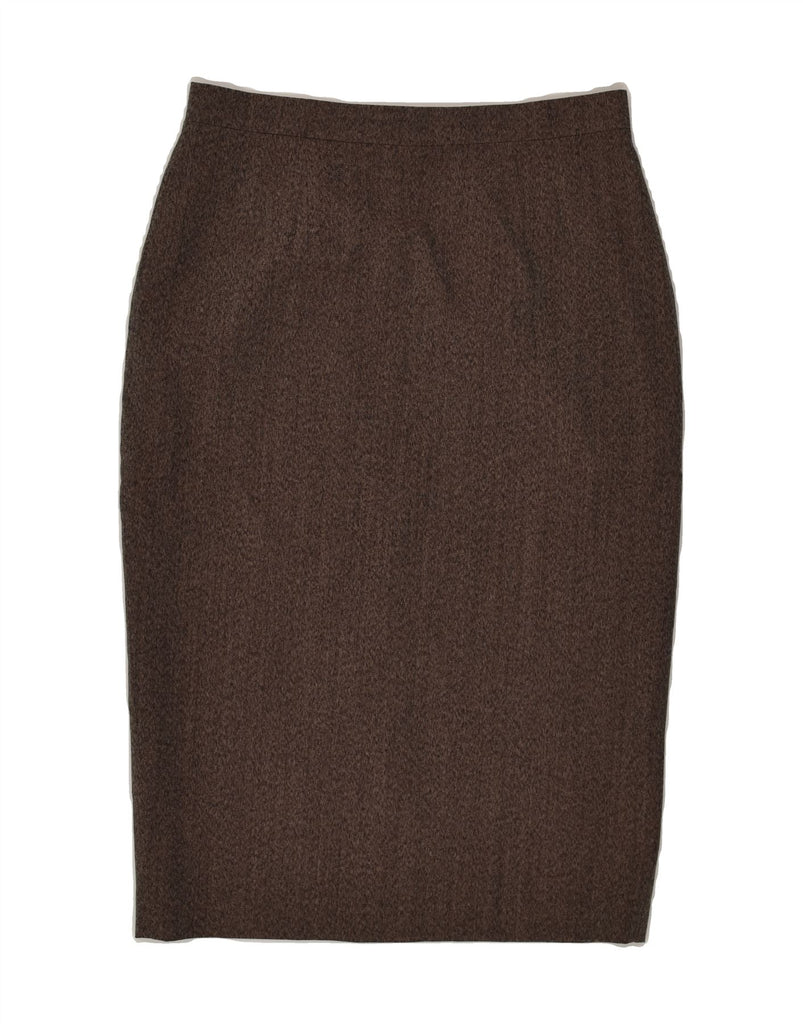 VINTAGE Womens Pencil Skirt IT 44 Medium W29  Brown Polyester | Vintage Vintage | Thrift | Second-Hand Vintage | Used Clothing | Messina Hembry 