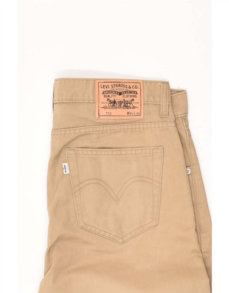 LEVI'S Mens 752 Straight Casual Trousers W34 L27 Beige Cotton | Vintage Levi's | Thrift | Second-Hand Levi's | Used Clothing | Messina Hembry 