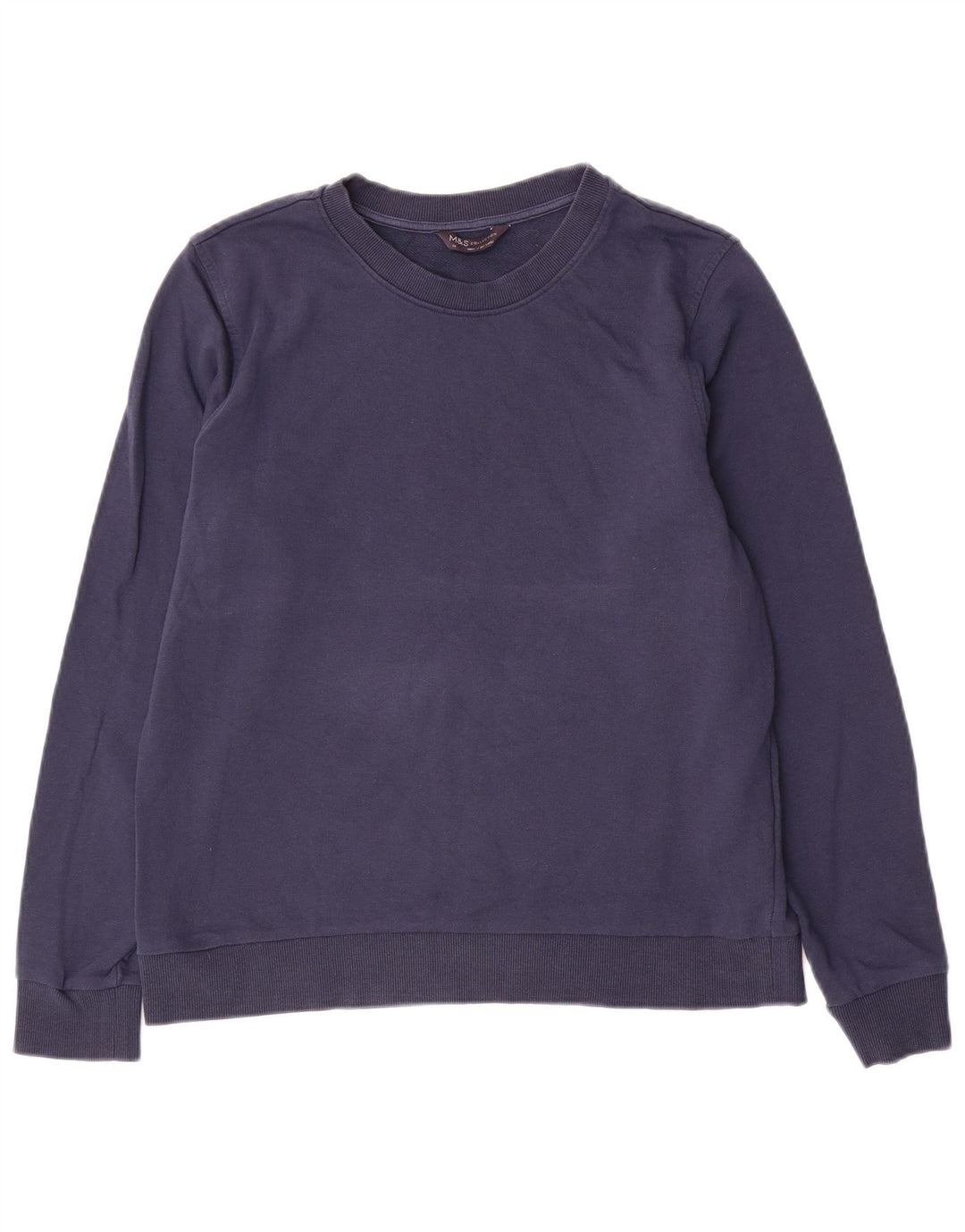 Marks & Spencer Womens Sweatshirt Jumper UK 14 Large Navy Blue Cotton