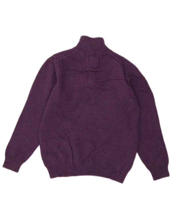 Gant Womens Zip Neck Jumper Sweater UK 14 Large Purple Lambswool