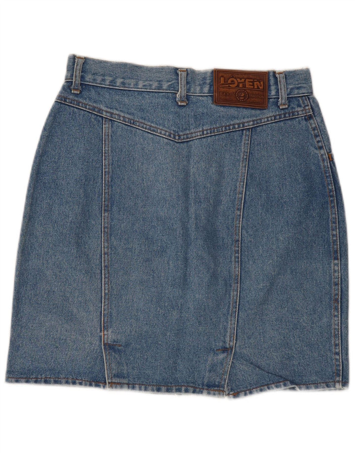 Vintage Womens Mini Denim Skirt W29 Medium Blue Cotton