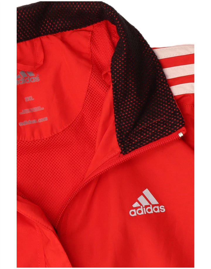 Adidas Womens Clima Proof Tracksuit Top Jacket UK 20 2XL Red Polyester