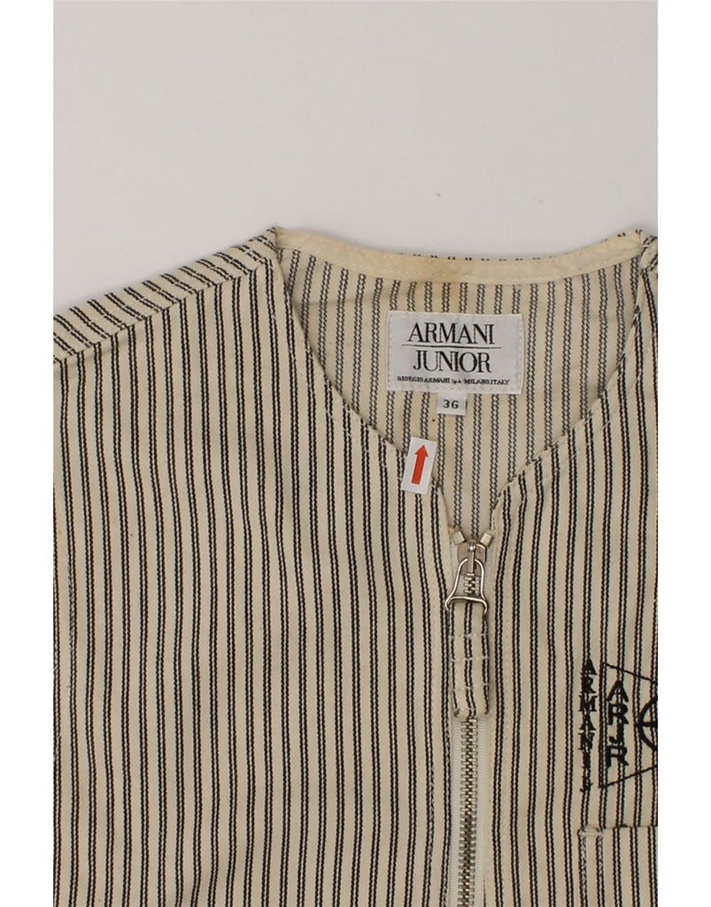 ARMANI JUNIOR Girls Gilet 12-13 Years Beige Striped Cotton | Vintage Armani Junior | Thrift | Second-Hand Armani Junior | Used Clothing | Messina Hembry 