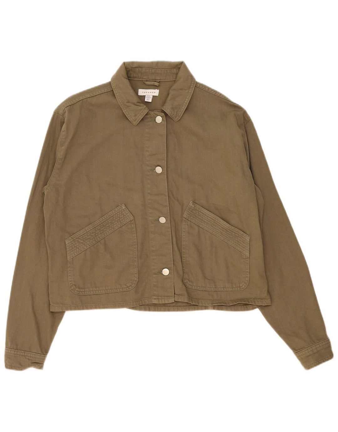 Topshop Womens Oversized Bomber Jacket UK 14 Medium Khaki Cotton