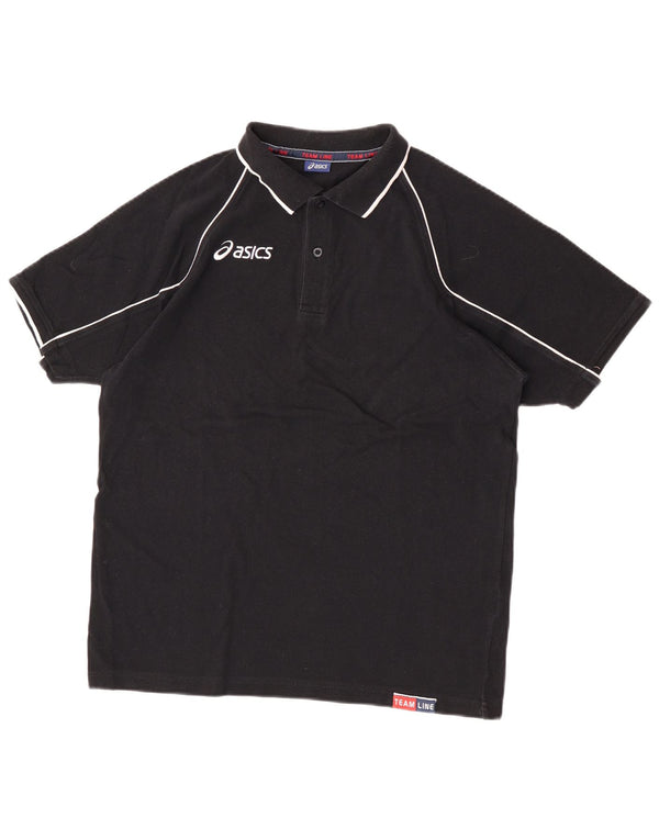 ASICS Mens Graphic Polo Shirt Large Black Cotton