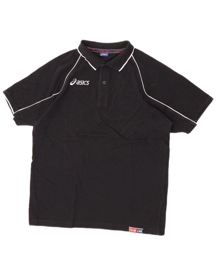 ASICS Mens Graphic Polo Shirt Large Black Cotton