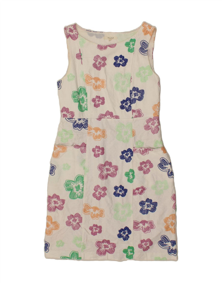 WHITE STUFF Womens Sheath Dress UK 10 Small White Floral Cotton Vintage White Stuff and Second-Hand White Stuff from Messina Hembry 