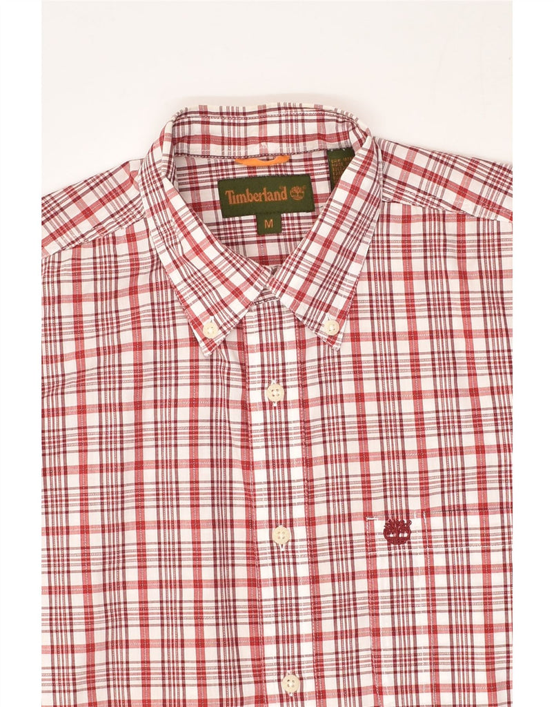 TIMBERLAND Mens Short Sleeve Shirt Medium Red Check Cotton | Vintage Timberland | Thrift | Second-Hand Timberland | Used Clothing | Messina Hembry 