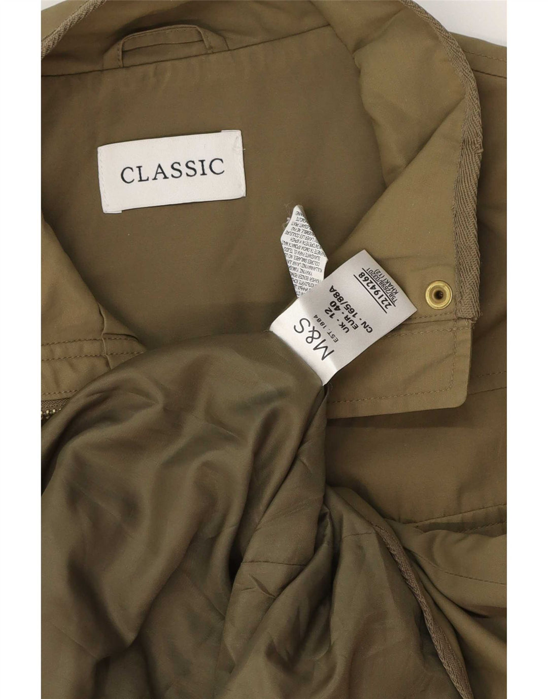 Marks & Spencer Womens Utility Jacket UK 12 Medium Khaki Polyamide