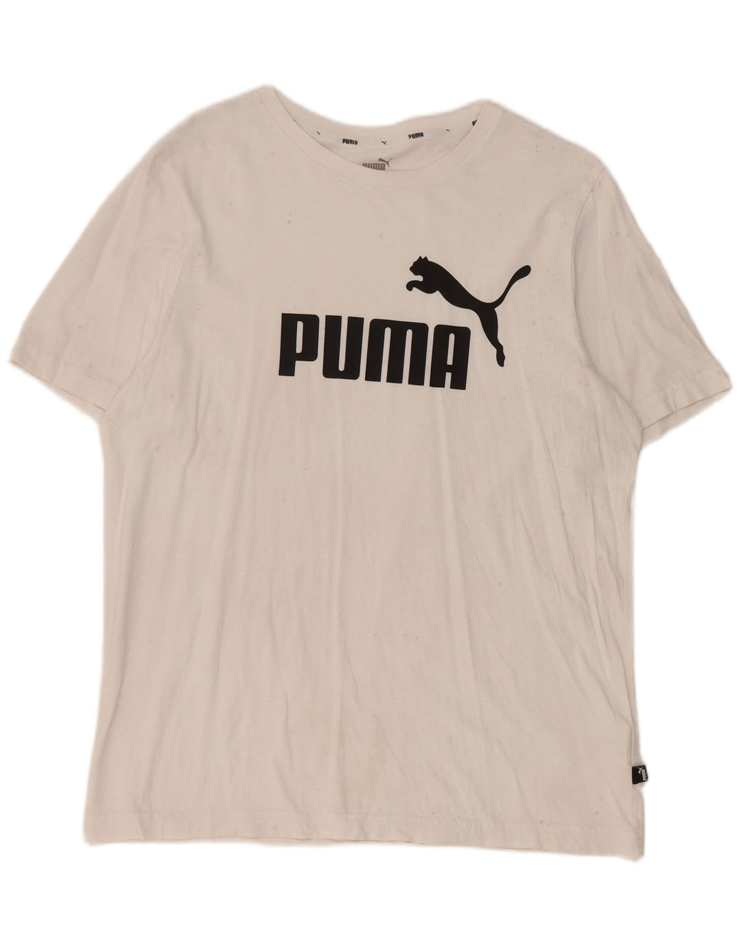 Puma Mens Graphic T-Shirt Top Large White Cotton