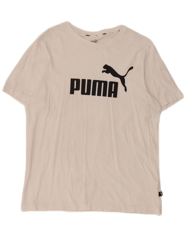 Puma Mens Graphic T-Shirt Top Large White Cotton