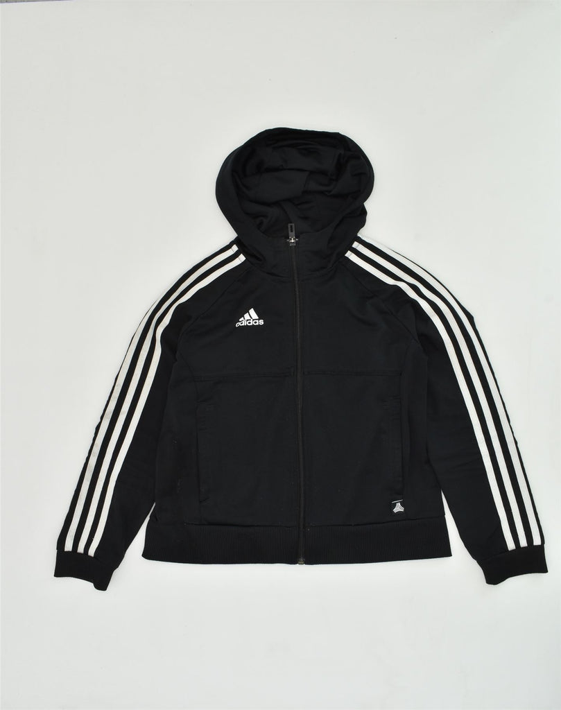 ADIDAS Boys Zip Hoodie Sweater 9-10 Years Black Polyester | Vintage Adidas | Thrift | Second-Hand Adidas | Used Clothing | Messina Hembry 