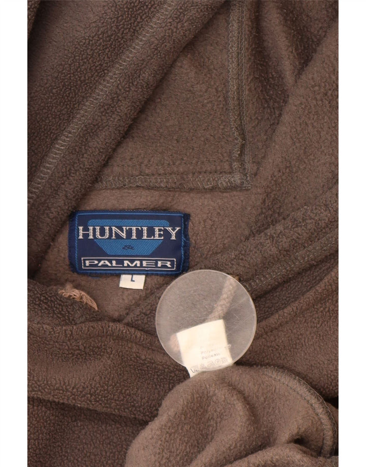 VINTAGE Mens Hooded Fleece Jumper Large Grey Polyester